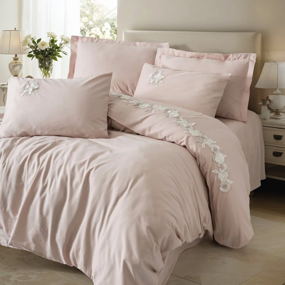 Cotton Box Çift Kişilik 3D Nakışlı Saten Nevresim Takımı