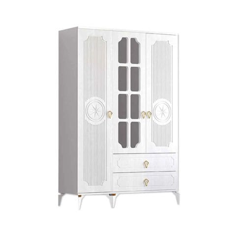 Levent Dlp.0020-203, Uzay Country 3 Kapılı 2 Çekmeceli Dolap Beyaz