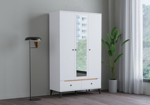 Levent Dlp.0011-232, Carina 4 Kapılı 2 Çekmeceli Dolap Beyaz Ceviz