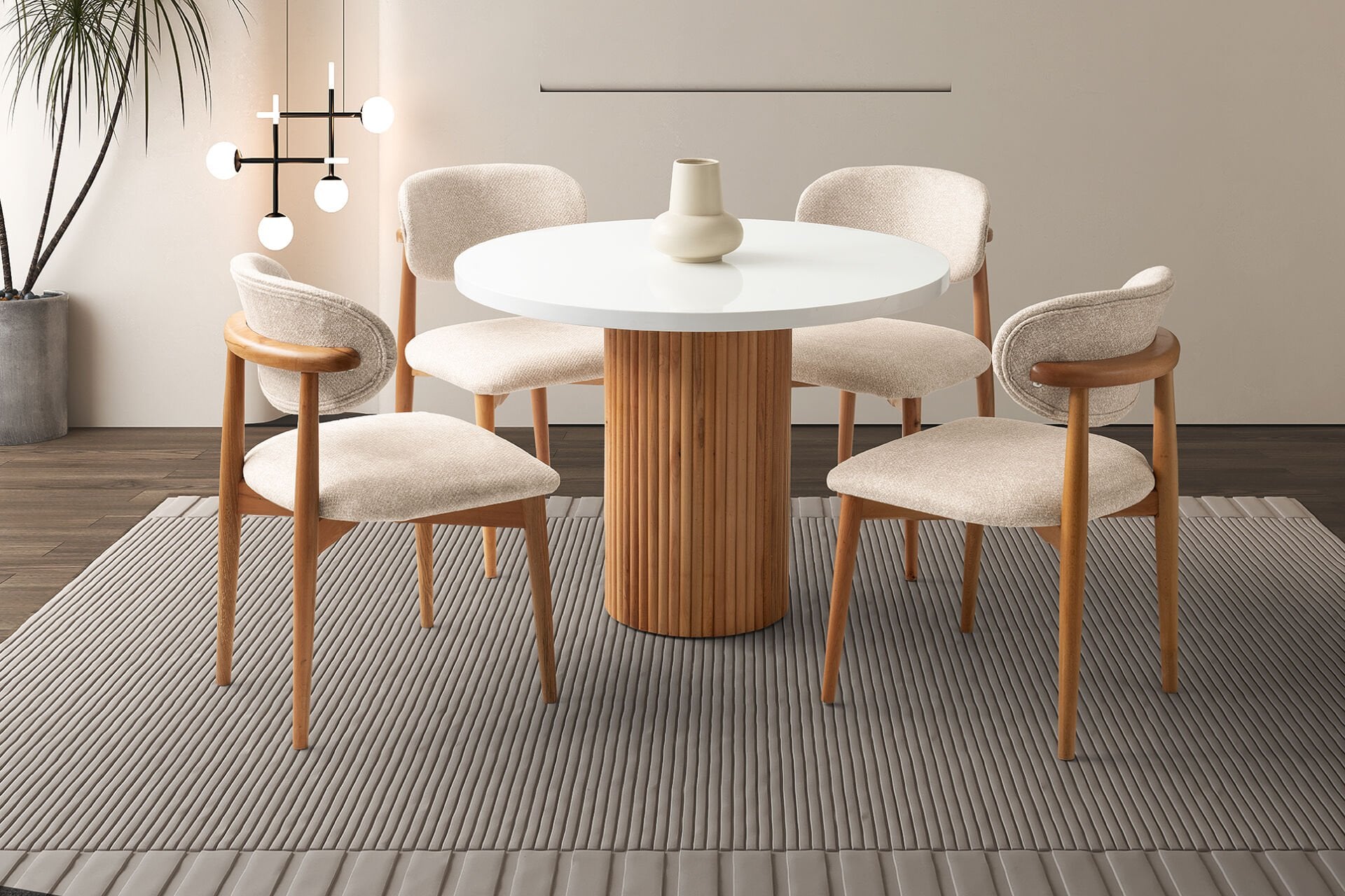 Levent Mtk.0264-247, Yuv. Ptt Ayak 100*100 Masa + (4) Sn0091 Polo San Beyaz