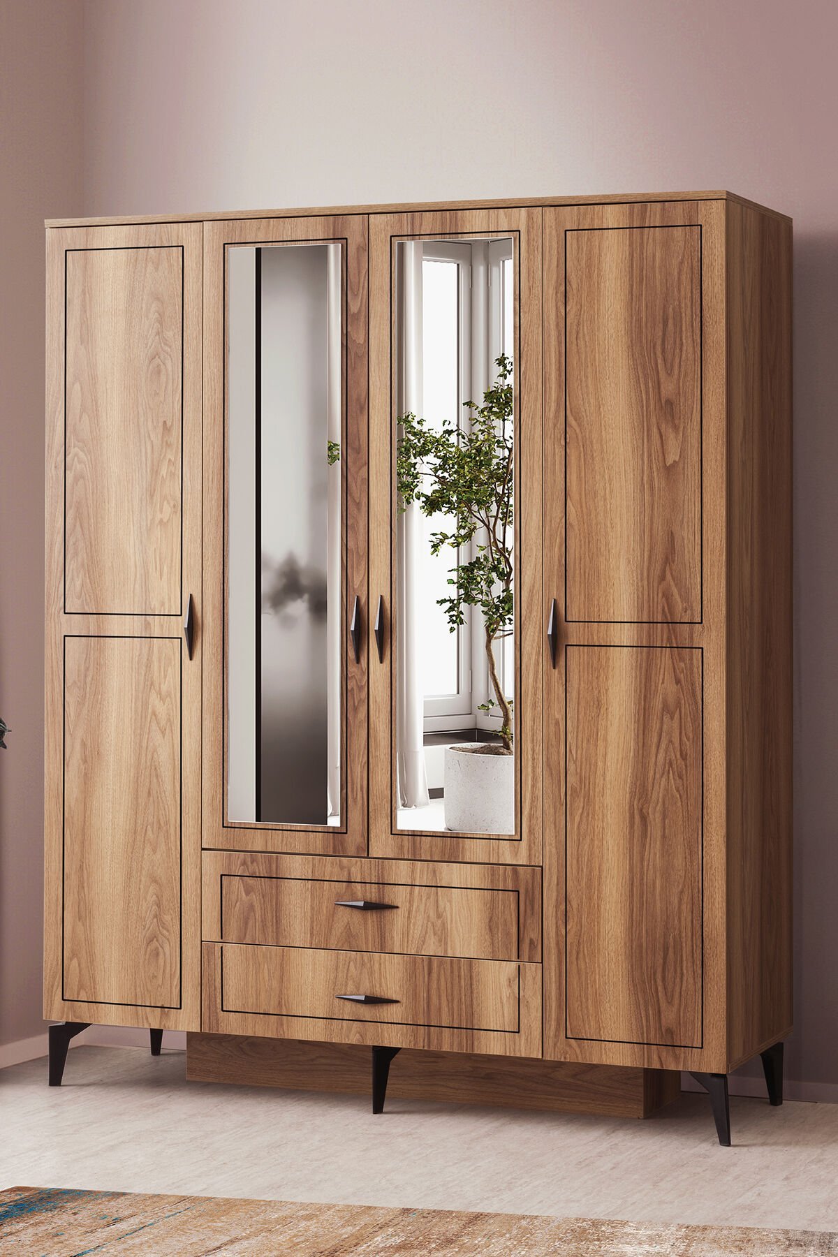 Evart E874 Hazar 4 Kapaklı Dolap