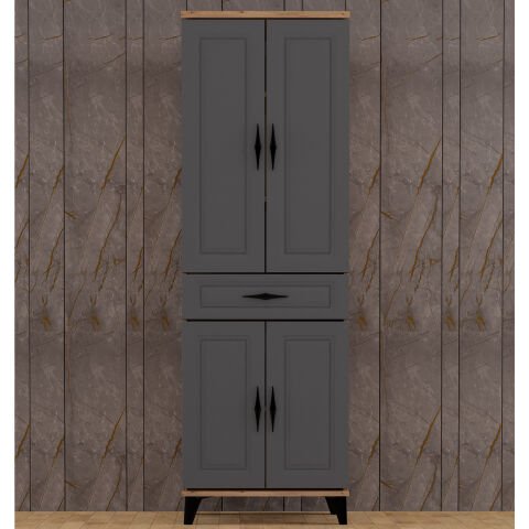 Levent Dlp.0001-245, 4 Kapaklı Çok Amaçlı Dolap Meşe Antrasit