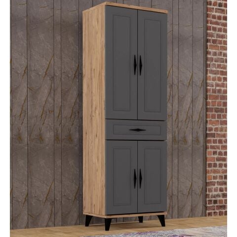 Levent Dlp.0001-245, 4 Kapaklı Çok Amaçlı Dolap Meşe Antrasit