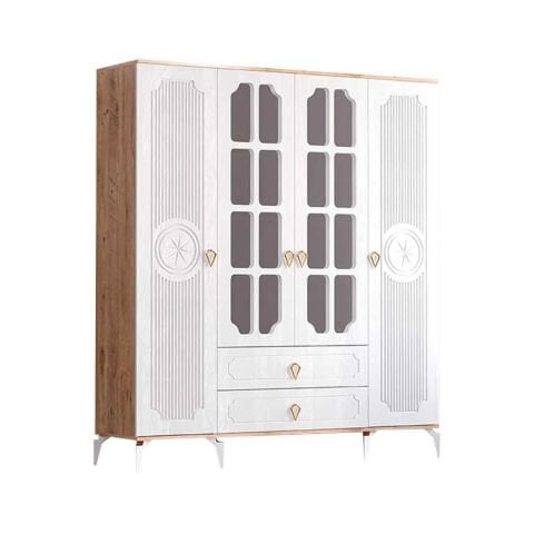 Levent Dlp.0007-283, Uzay Country 4 Kapılı 2 Çekmeceli Dolap Atlantik Çam Beyaz