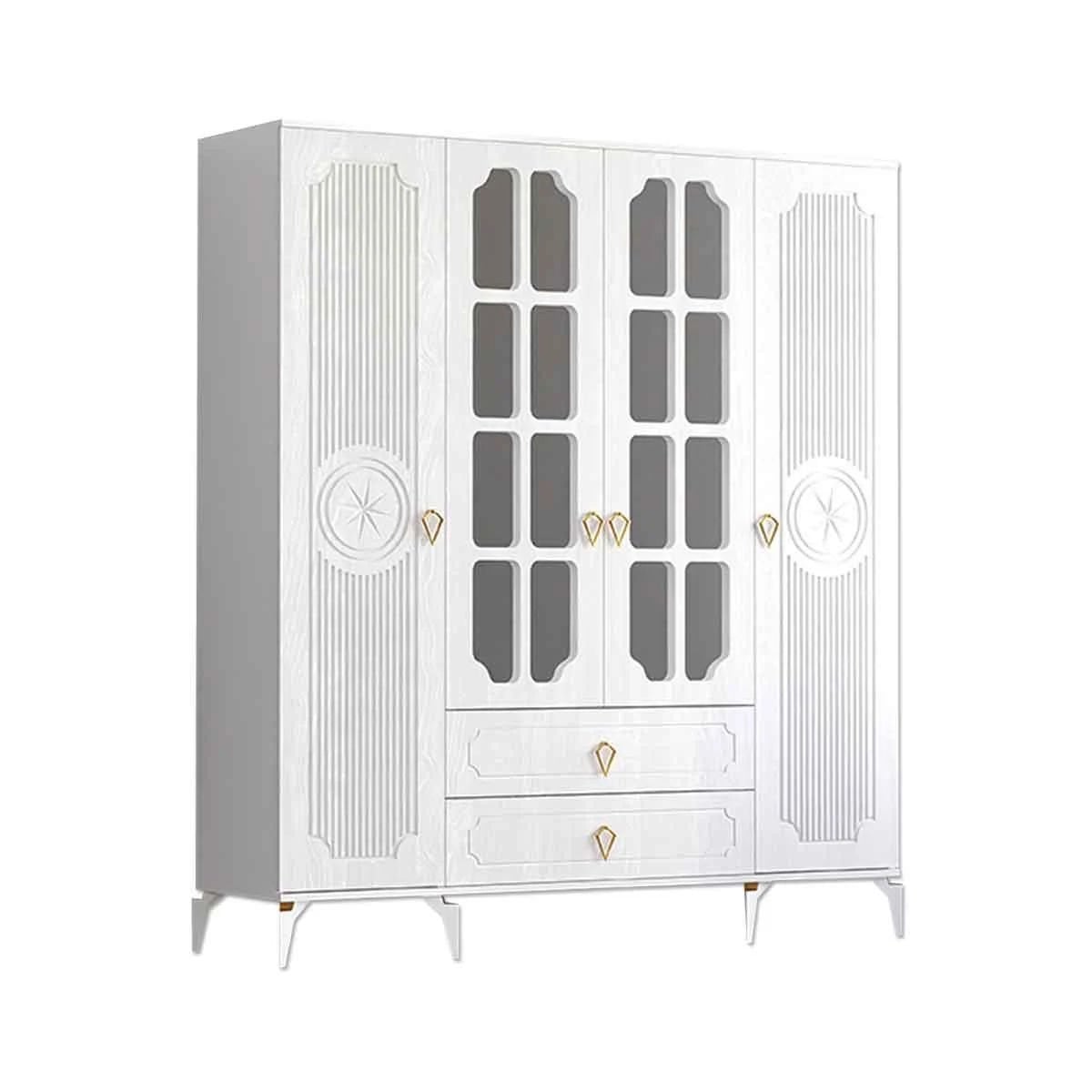 Levent Dlp.0007-203, Uzay Country 4 Kapılı 2 Çekmeceli Dolap Beyaz