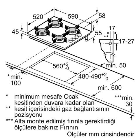 Profilo OO36P9O10D Gazlı Ankastre Ocak