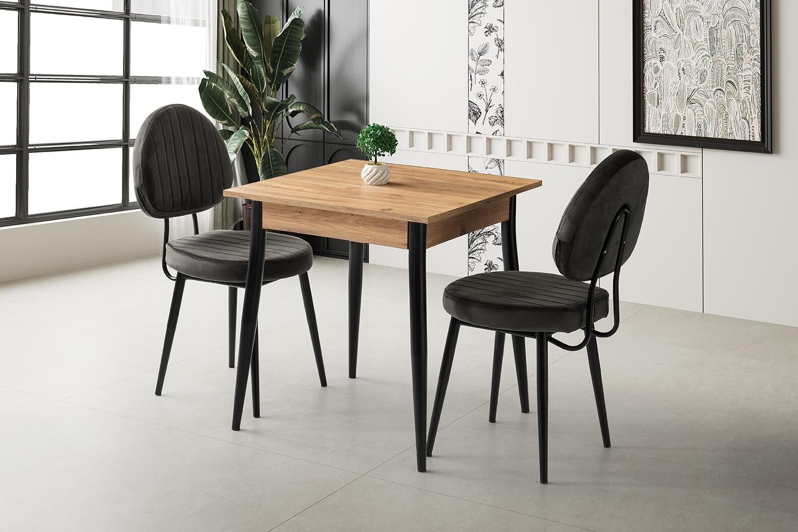 MENDEL MASA VE BEAD SANDALYE TAKIMI, ATLANTİK ÇAM, 70X70