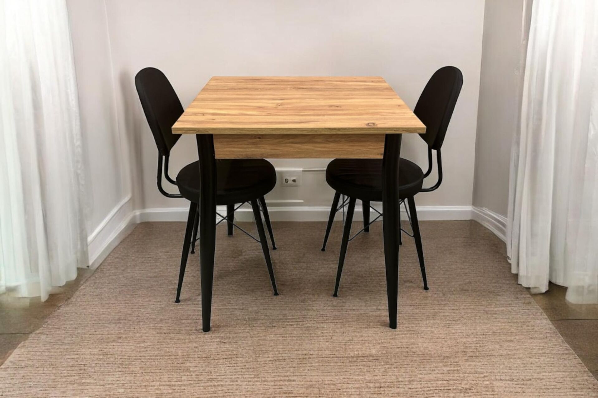 MENDEL MASA VE EYFEL SANDALYE TAKIMI, ATLANTİK ÇAM, 70x70