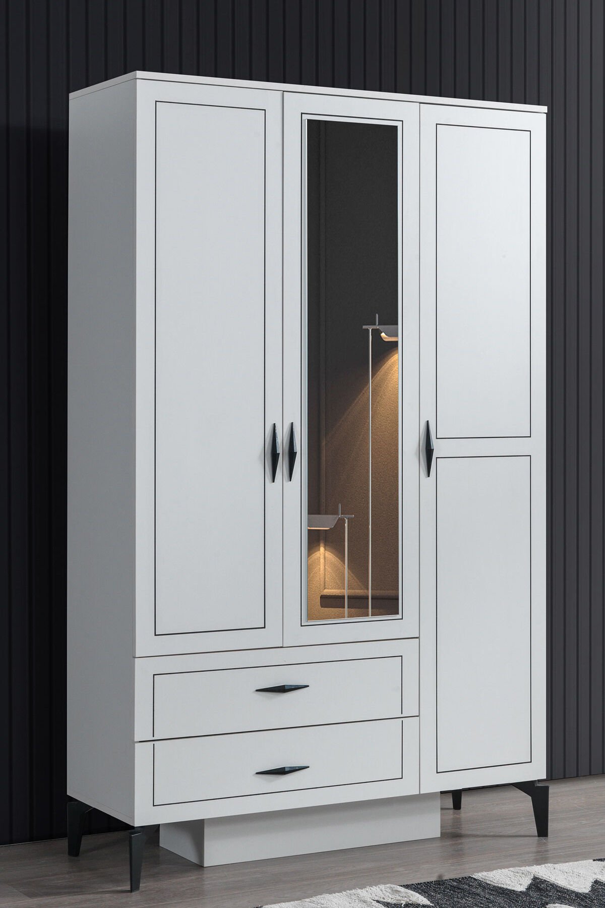 Evart E883 Çizgi 3 Kapaklı Mat Beyaz