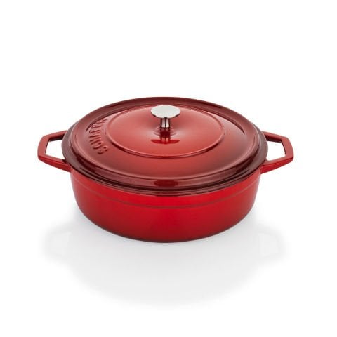 Schafer Guss Chef Döküm Basık Tencere 26cm-2 Parça-Kırmızı