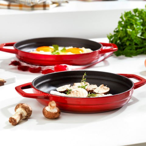 Schafer Guss Chef Döküm Sahan Çift Kulplu 19cm-1 Parça-Kırmızı
