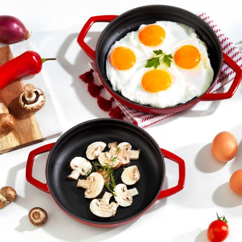 Schafer Guss Chef Döküm Sahan Çift Kulplu 19cm-1 Parça-Kırmızı