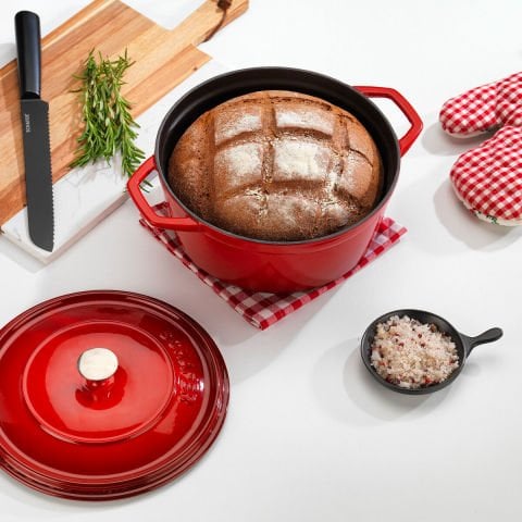 Schafer Guss Chef Döküm Derin Tencere 24cm-2 Parça-Kırmızı