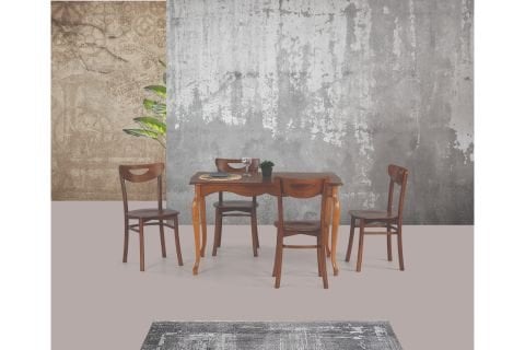 ADA LUKENS MASA VE ALMAN SANDALYE TAKIMI, CEVİZ CEVİZ,125x80
