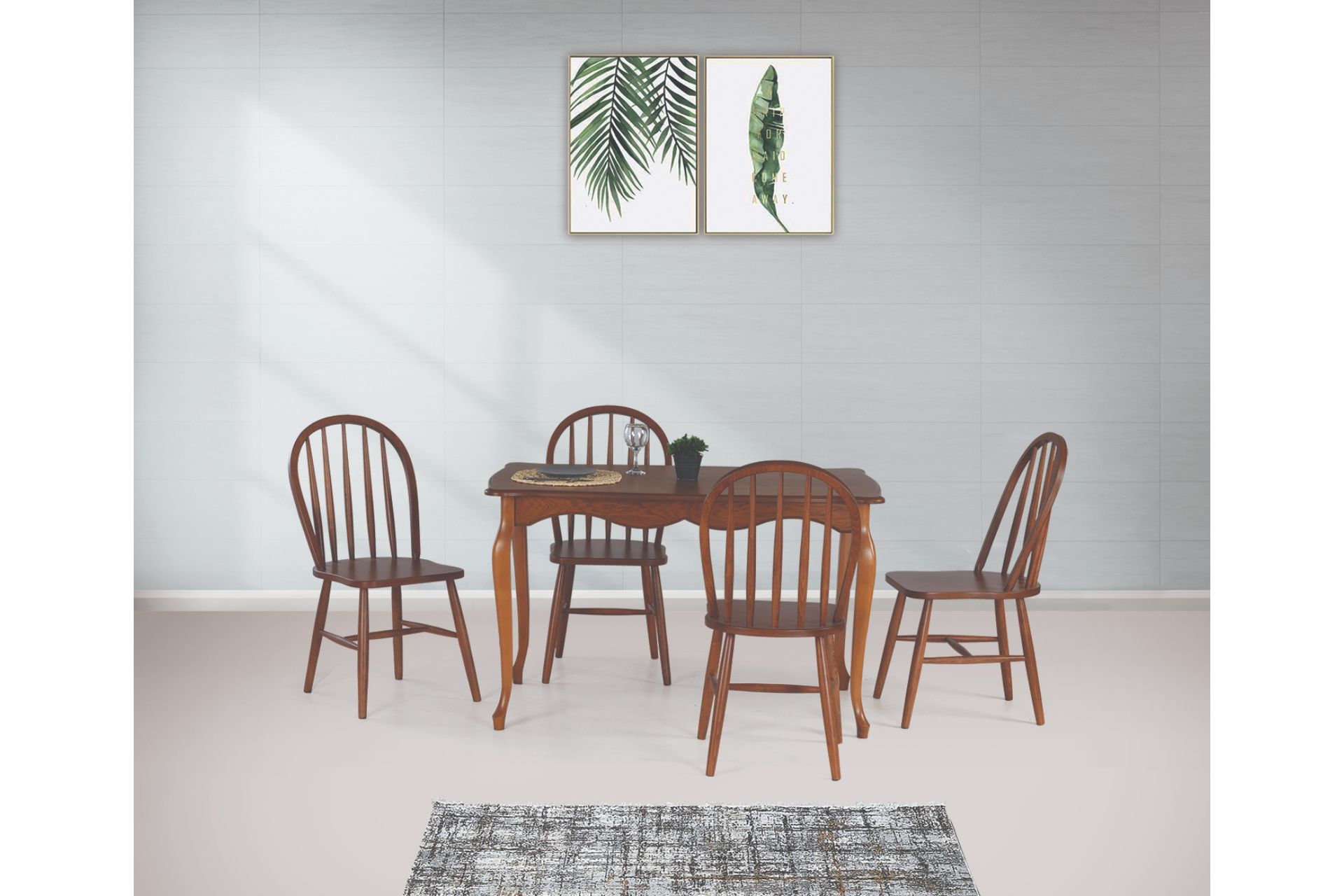 ADA LÜKENS MASA VE AMERİKAN SANDALYE TAKIMI, CEVİZ, 125x80