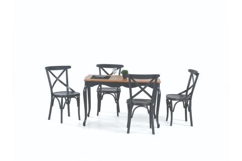 ADA LÜKENS MASA VE ÇARPI ÇITALI TONET SANDALYE TAKIMI, MEŞE ANTRASİT, 125x80