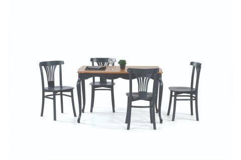 ADA LÜKENS MASA VE DEKOPAJLI SANDALYE TAKIMI, MEŞE ANTRASİT, 125x80