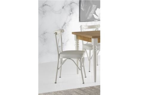 ANZİO MASA VE BAHAR ÇAPRAZ SANDALYE TAKIMI, BEYAZ, 110x70