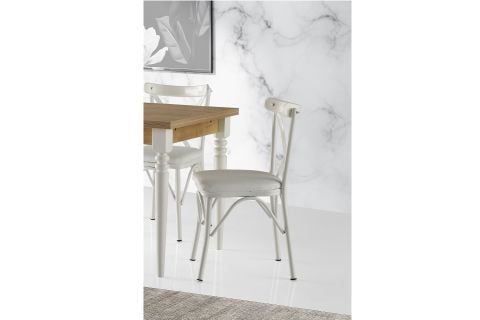 ANZİO MASA VE BAHAR ÇAPRAZ SANDALYE TAKIMI, BEYAZ, 110x70