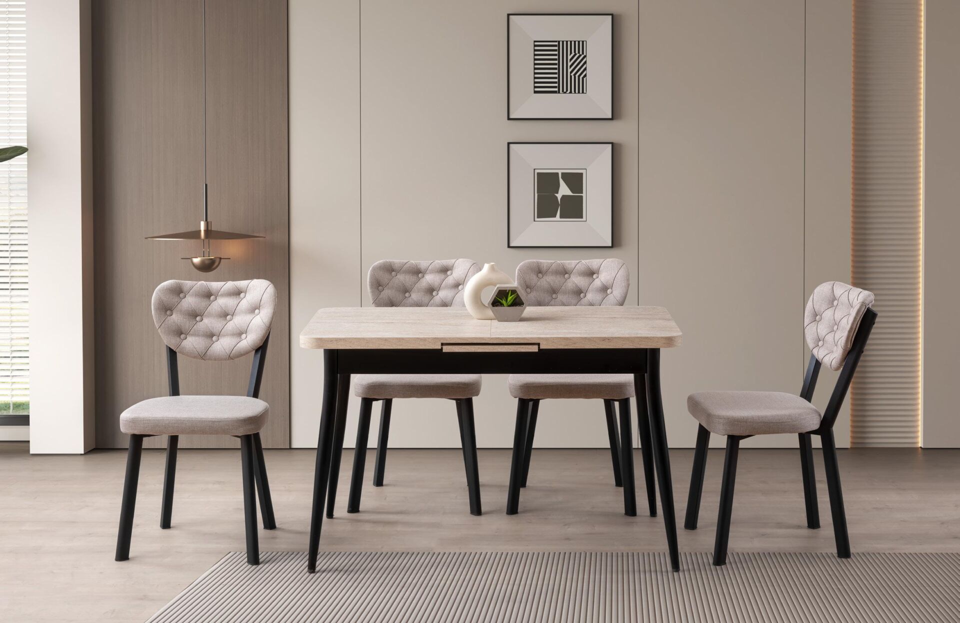 AY MASA, RİVOVE SANDALYE, TRAVERTEN, 120x70