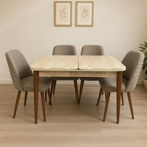 ARGUN MASA, AHU ÇİZGİLİ DİKİŞLİ SANDALYE, TRAVERTEN CEVİZ, 130x80