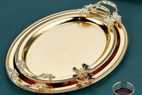 Cooker CKR3252 Oval 2'li Metal Tepsi Seti Altın