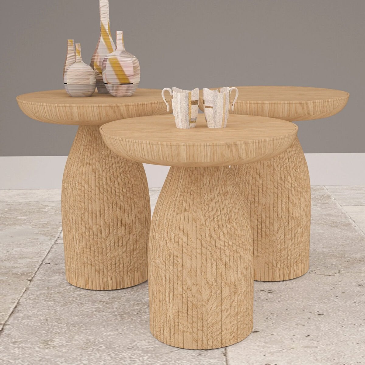 Movemo MVM-C-3083, Mantar Sehpa Ceviz 3'lü