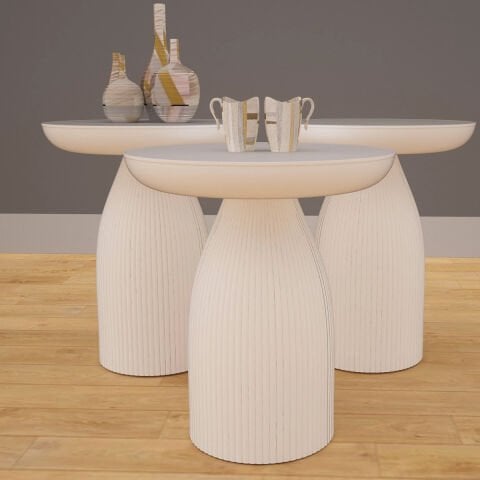 Movemo MVM-B-3082, Mantar Sehpa Beyaz 3'Lü