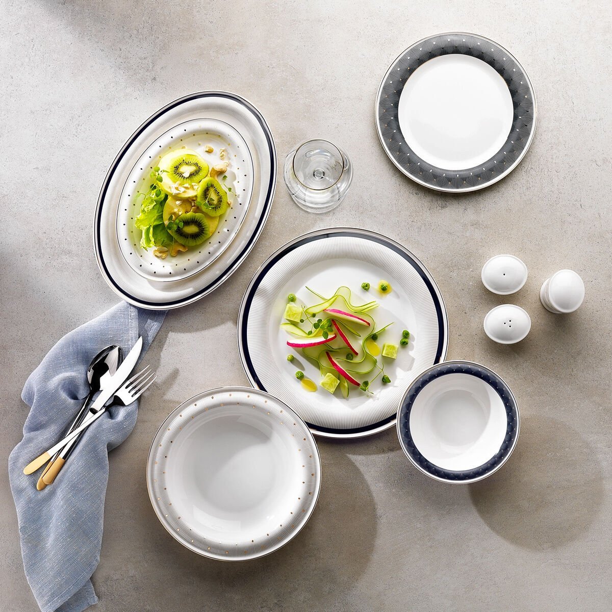 Schafer Superfine Bone Delicea Yemek Takımı 56 Parça-Gold