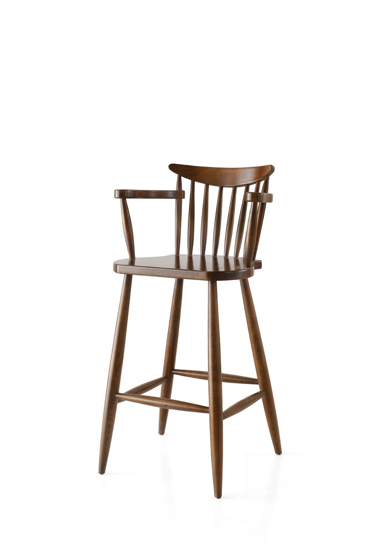 KOLLU KIRLANGIÇ AHŞAP BAR SANDALYESİ CEVİZ