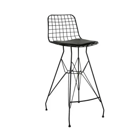 TEL BAR SANDALYESİ SİYAH