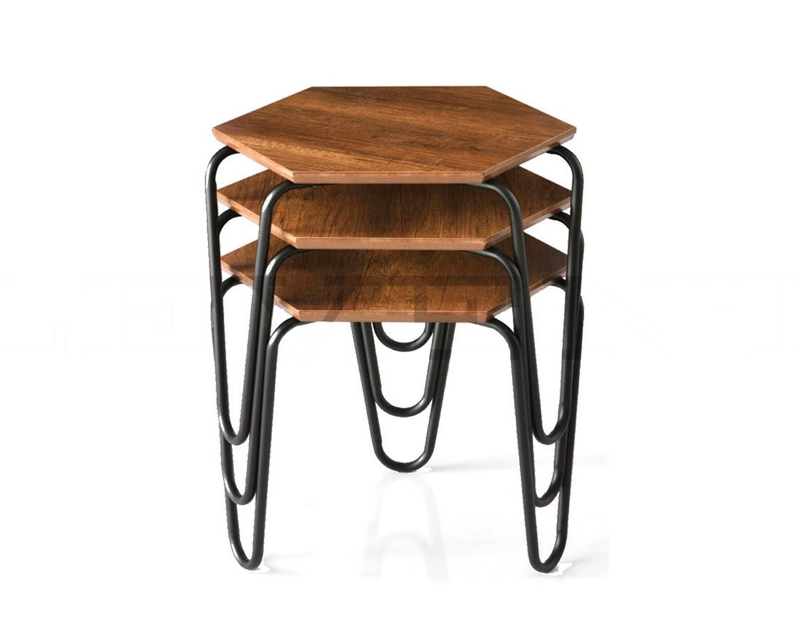 Levent ZGN.0004-438, 2130 Yıldız Zigon Sehpa Ceviz Mdf Siyah Ayak