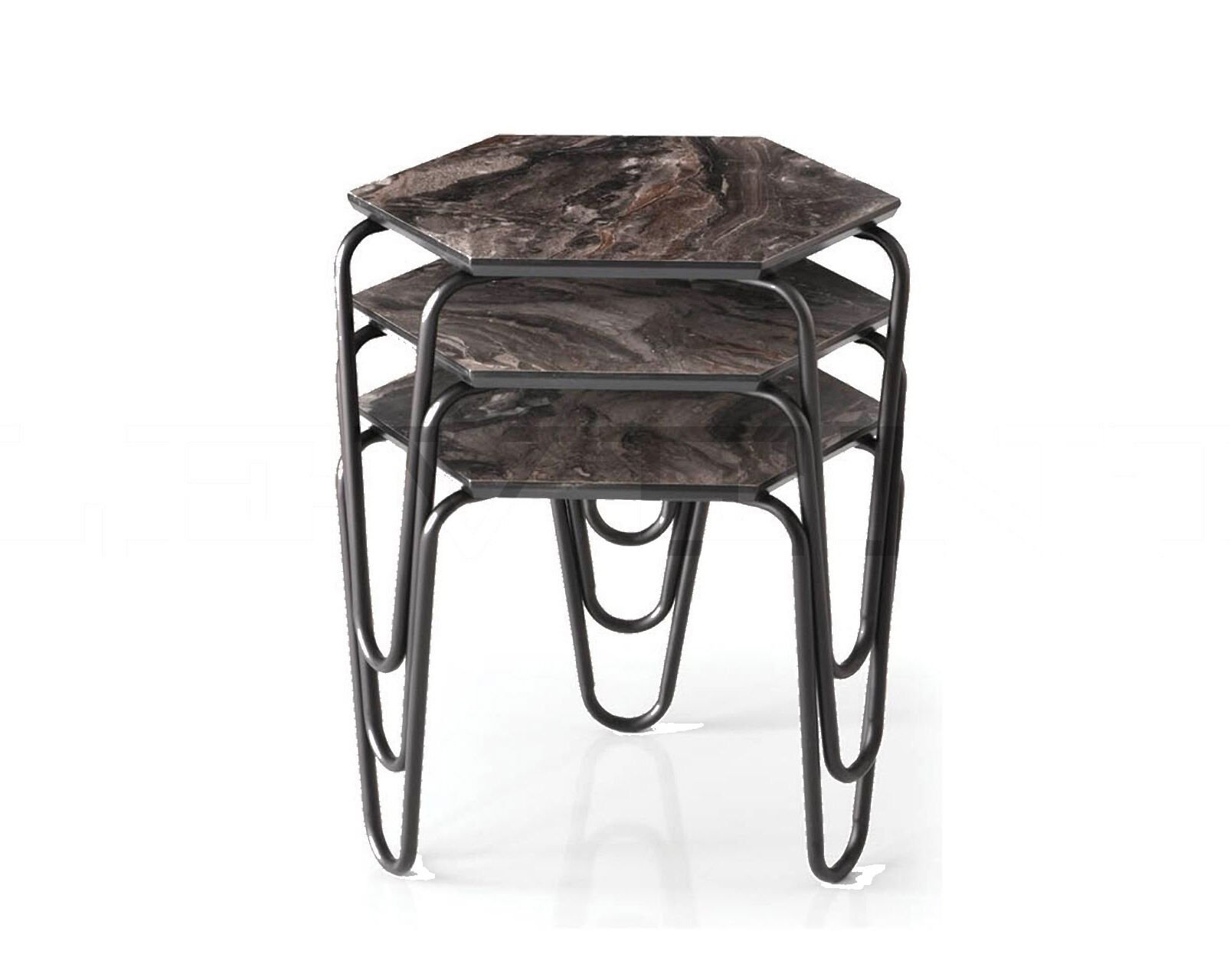 Levent ZGN.0004-432, 2130 Yıldız Zigon Sehpa Siyah Mermer Mdf Siyah Ayak