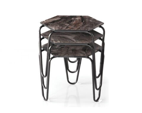 Levent ZGN.0004-432, 2130 Yıldız Zigon Sehpa Siyah Mermer Mdf Siyah Ayak