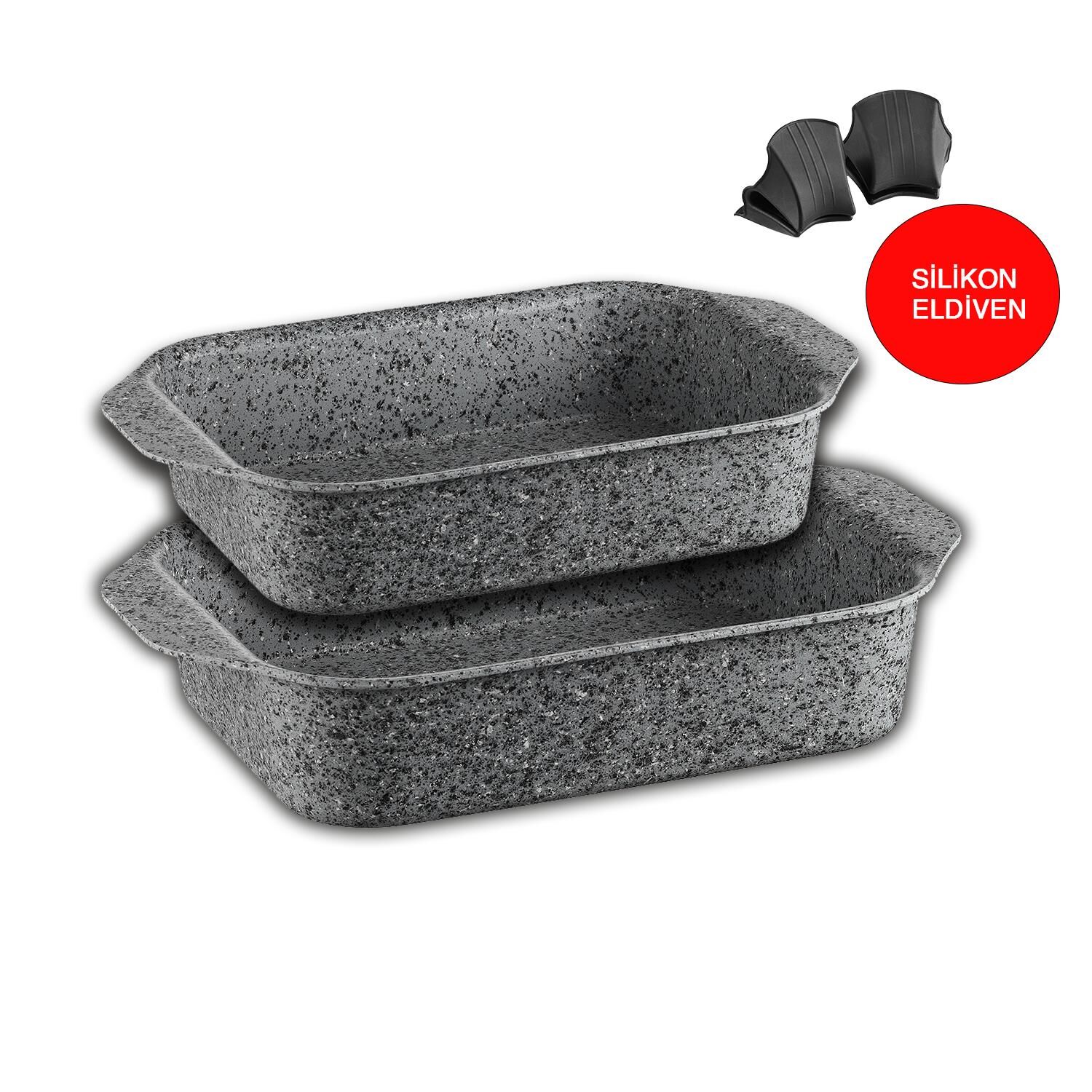 Brioni Sh-142, Stone-age 2'li Tepsi Seti (30x22 Cm / 35x25 Cm)