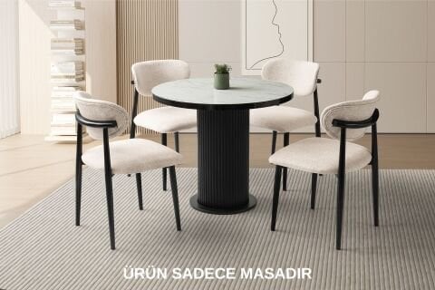 Levent Msa.0073-255, Yuvarlak Ptt Ayak 100*100 Masa Marmo Siyah