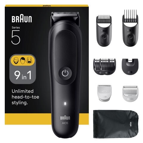 Braun AIO5540 Hepsi Bir Arada Series 5, 9’u 1 arada Tıraş Kiti, Keskin Bıçak, Vücut Tıraşı