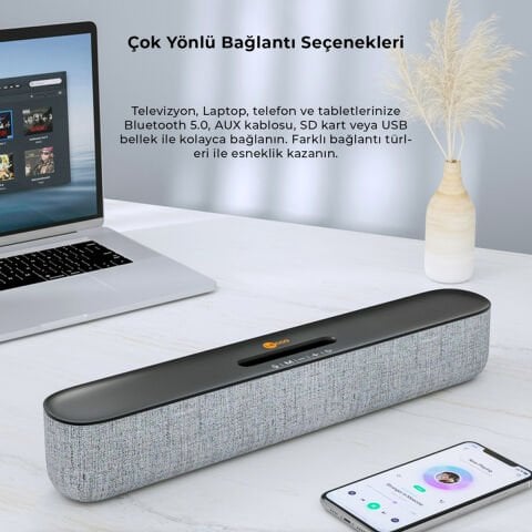 Lenovo Lecoo DS108 Kablosuz Bluetooth 10W Soundbar Taşınabilir Stereo Hoparlör Siyah