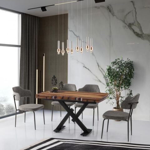 AÇILIR KÜTÜK MASA, PERA SANDALYE, CEVİZ,130x80