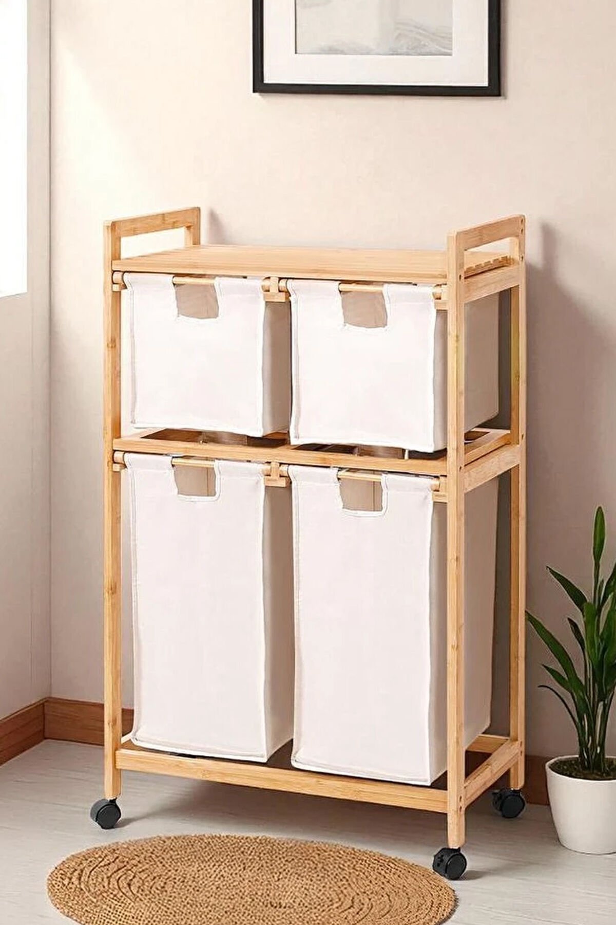 Digithome DB-0018 4 Bölmeli Raflı Kirli Sepeti