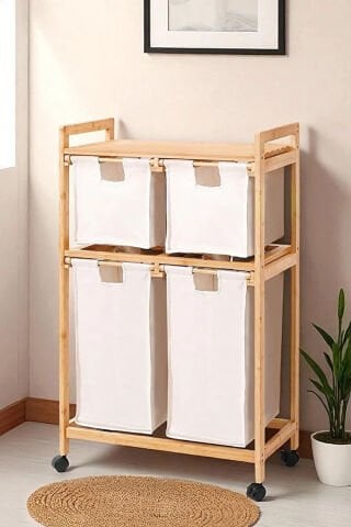 Digithome DB-0018 4 Bölmeli Raflı Kirli Sepeti