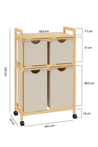 Digithome DB-0018 4 Bölmeli Raflı Kirli Sepeti