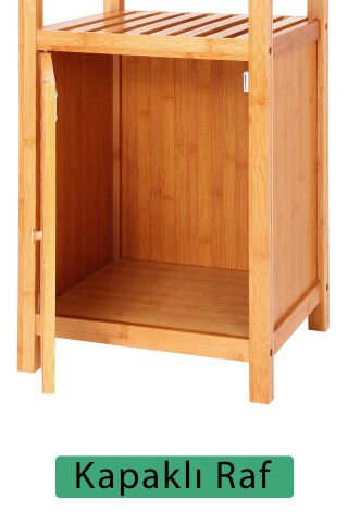 Digithome Db-0003, Tek Kapaklı Dört Raflı Bambu Banyo Düzenleyici