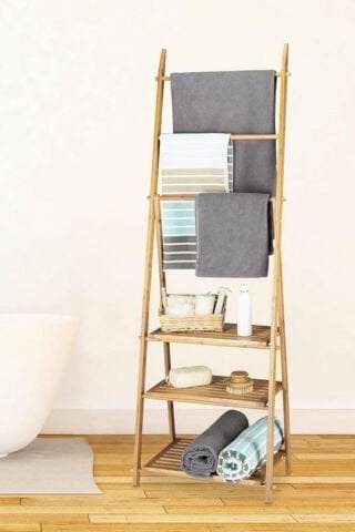 Digithome DB-0006 Üç Raflı Havlu Askısı Bambu Banyo Düzenleyici