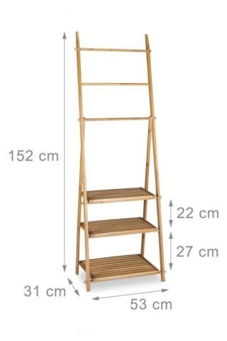 Digithome DB-0006 Üç Raflı Havlu Askısı Bambu Banyo Düzenleyici