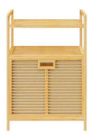 Digithome DB-0004 XL Kirli Sepetli İki Raflı Bambu Banyo Düzenleyici