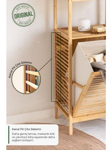 Digithome Db-0004, Xl Kirli Sepetli İki Raflı Bambu Banyo Düzenleyici