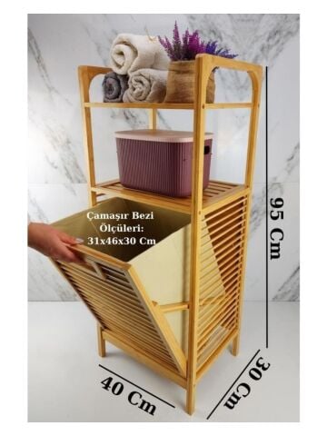 Digithome Db-0004, Xl Kirli Sepetli İki Raflı Bambu Banyo Düzenleyici