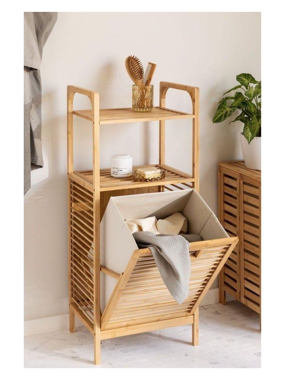 Digithome Db-0004, Xl Kirli Sepetli İki Raflı Bambu Banyo Düzenleyici