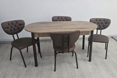Always Zirve Kahve Masa + 4adet C622 Krem-kahve Sandalyeli Takım